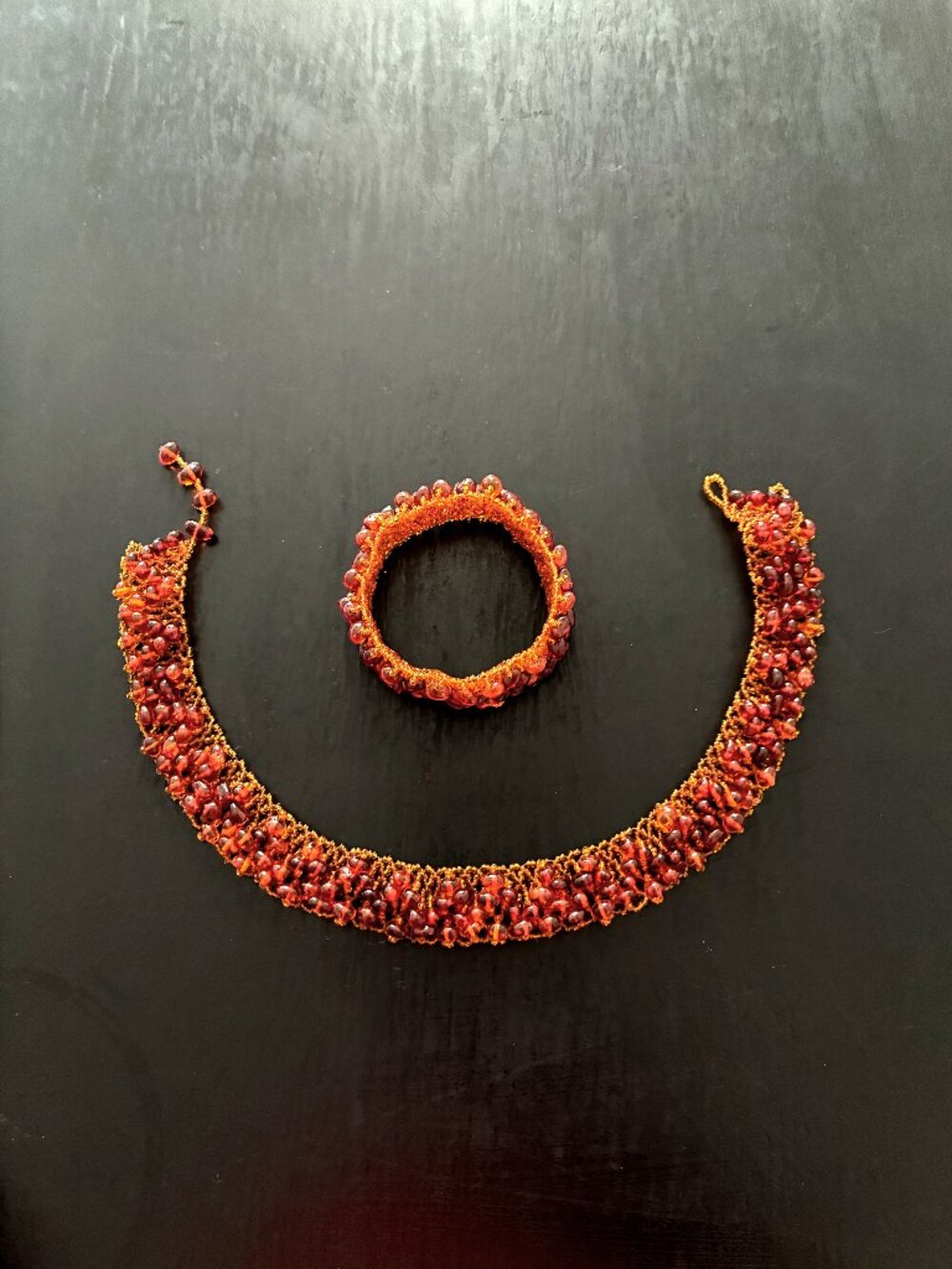 Natural Baltic Amber Collar Necklace & Bracelet Set